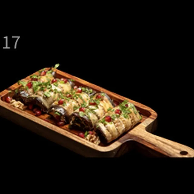 Badrijani eggplant rolls with walnut paste and pomegranate