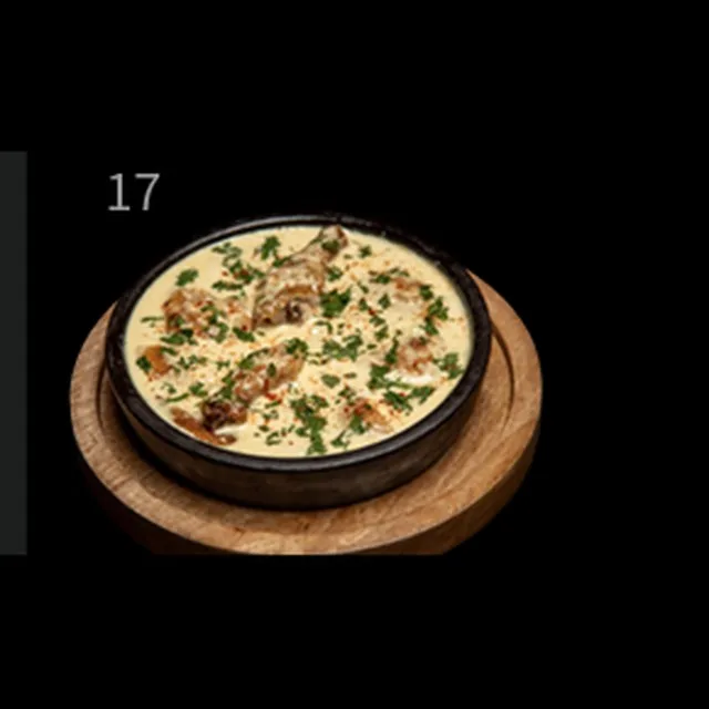 Georgian shkmeruli chicken in creamy garlic sauce